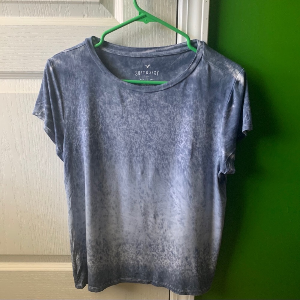 American eagle Blue/white crew neck t-shirt size L